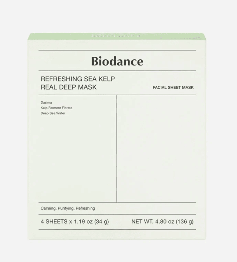 Biodance Refreshing Sea Kelp Real Deep Mask Box of 4 – Calming, Purifying, and Refreshing Bio-Collagen Mask