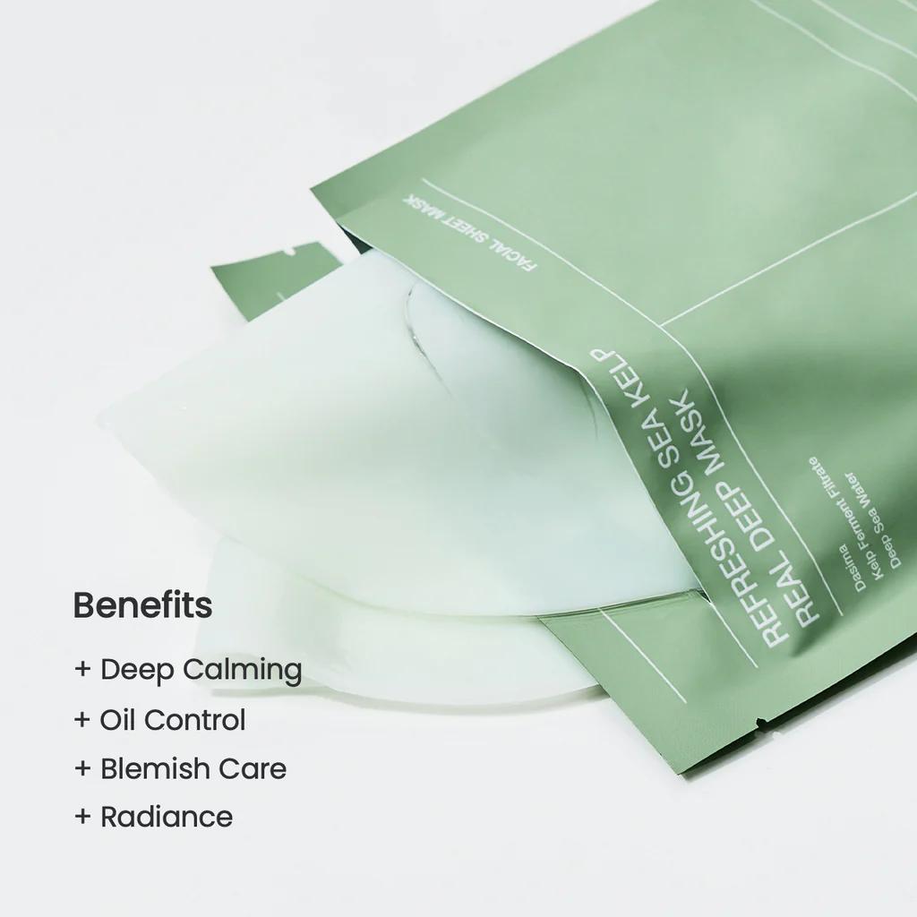 Biodance Refreshing Sea Kelp Real Deep Mask Box of 4 - Calming, Purifying, Refreshing
