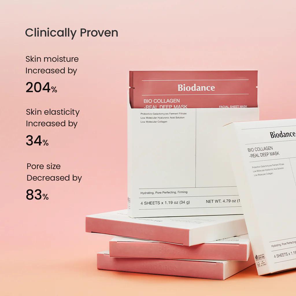 Biodance: Bio Collagen-Real Deep Mask - Hydrating, pore minimizing, firming Box of 4
