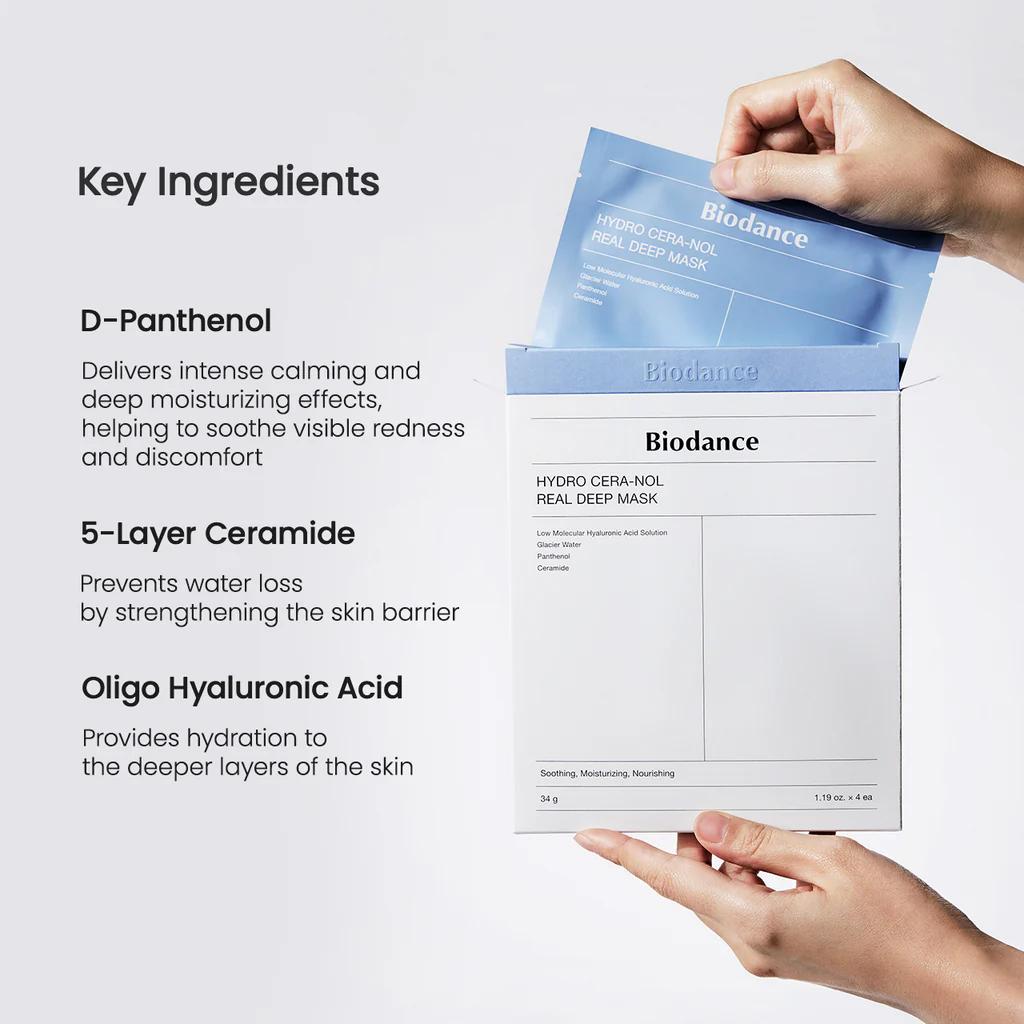 Biodance Hydro Cera-Nol Real Deep Mask Box of 4 - Soothing, Moisturizing, Nourishing